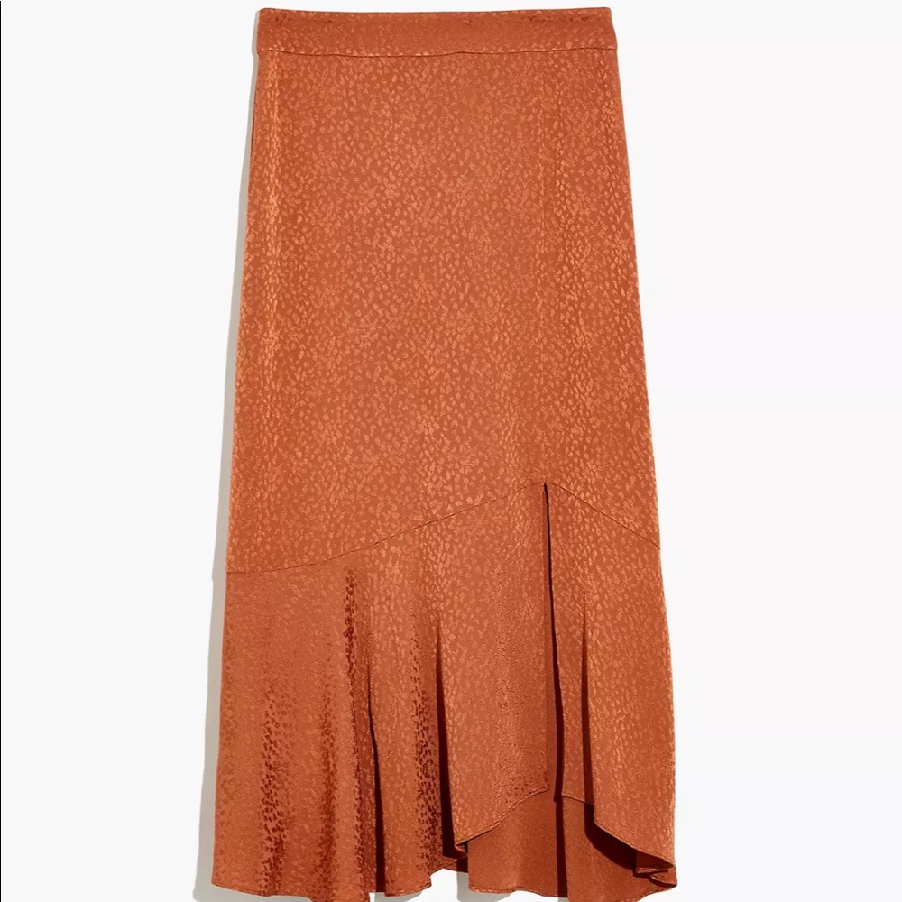 NWT Madewell Flounce-Hem Midi Skirt - Cheetah Jacquard